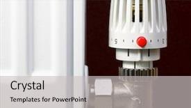  Presentation with economy - Audience pleasing slides consisting of heat energy - thermostatic radiator valve with red backdrop and a light gray colored foreground