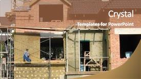  Presentation with house building - Beautiful presentation design featuring heat insulation - house building backdrop and a coral colored foreground