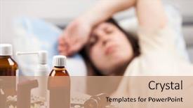  Presentation with temperature - Slide set with heat recovery - adult woman patient with high background and a coral colored foreground