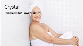  Presentation with elderly woman in nursing - Colorful PPT layouts enhanced with heat recovery - elderly woman sitting releaxed backdrop and a white colored foreground