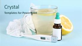 Presentation with heat - Theme having heat recovery - hot tea for colds medicine background and a cool aqua colored foreground
