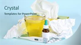  Presentation with hot tea - Slide deck with heat recovery - hot tea for colds medicine background and a cool aqua colored foreground