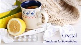  Presentation with heat - Audience pleasing slide set consisting of heat recovery - hot tea for colds pills backdrop and a sky blue colored foreground