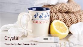  Presentation with heat - Beautiful presentation theme featuring heat recovery - hot tea for colds pills backdrop and a lemonade colored foreground
