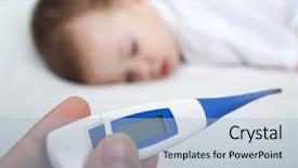  Presentation with fever medicine - Presentation with heat recovery - little child medicine thermometer fever background and a light blue colored foreground