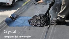  Presentation with flat roof - Audience pleasing presentation theme consisting of heat recovery - unidentifiable workers use hot tar backdrop and a gray colored foreground