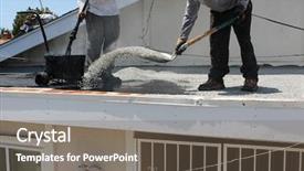  Presentation with flat roof - Audience pleasing PPT theme consisting of heat recovery - unidentifiable workers use hot tar backdrop and a gray colored foreground