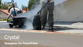  Presentation with flat roof - Audience pleasing presentation theme consisting of heat recovery - unidentifiable workers use hot tar backdrop and a gray colored foreground