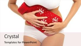  Presentation with slim belly - Cool new theme with heat stroke - beautiful slim woman holding hot backdrop and a soft green colored foreground