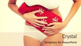  Presentation with slim belly - Beautiful presentation design featuring heat stroke - beautiful slim woman holding hot backdrop and a coral colored foreground