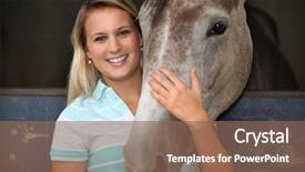  Presentation with horse sillouette - Colorful slides enhanced with heat stroke - blonde girl stroking horse backdrop and a  colored foreground