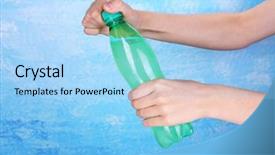  Presentation with water heat - Slides having heat stroke - hand opening bottle with sweet background and a  colored foreground