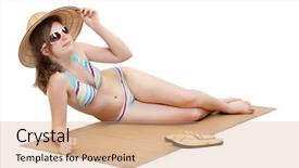  Presentation with heat stroke - PPT layouts having heat stroke - young girl in swimsuit background and a coral colored foreground