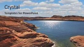  Presentation with heat exchange - Theme having heat the artificial lake powell background and a  colored foreground