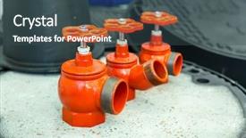  Presentation with pressure control valves or shutdown - PPT theme having heat transfer - red valves closeup new pressure background and a ocean colored foreground