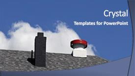  Presentation with roof - Cool new PPT theme with heat transfer - roof chimney and vent backdrop and a ocean colored foreground