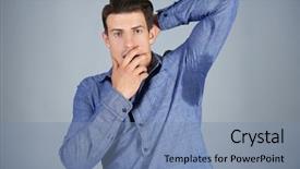  Presentation with heat treatment - Presentation theme with heat treatment - handsome young man with wet background and a seafoam green colored foreground