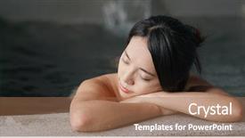  Presentation with onsen - PPT layouts with heat treatment - woman enjoy japanese onsen background and a coral colored foreground
