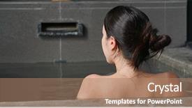  Presentation with onsen - Cool new PPT layouts with heat treatment - woman enjoy japanese onsen backdrop and a coral colored foreground