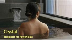  Presentation with onsen - PPT theme with heat treatment - woman enjoy onsen background and a tawny brown colored foreground