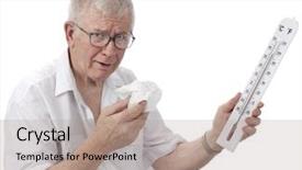  Presentation with tissue - Theme enhanced with heat wave - senior man looking miserable background and a coral colored foreground