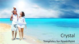  Presentation with family 3 - Presentation featuring heat wave - view of happy young family background and a  colored foreground