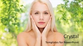  Presentation with green beauty - Colorful presentation design enhanced with heath and beauty concept - beautiful backdrop and a coral colored foreground