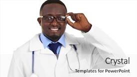  Presentation with children doctor african - Slides enhanced with heath worker - professional african doctor isolated background and a  colored foreground