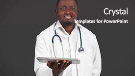  Presentation with doctor african - PPT theme consisting of heath worker - professional african doctor on dark background and a  colored foreground