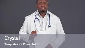  Presentation with doctor stetoscope and dark - Slide deck enhanced with heath worker - professional african doctor on dark background and a  colored foreground