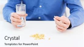  Presentation with water glass - Presentation theme consisting of heathcare - health healthcare medicine medication drugs background and a sky blue colored foreground