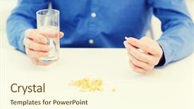  Presentation with water glass - PPT theme featuring heathcare - health healthcare medicine medication drugs background and a cream colored foreground