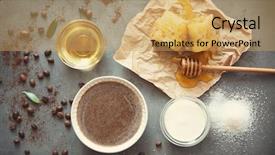  Presentation with sugar - Colorful PPT layouts enhanced with heathcare - natural scrub of sugar honey backdrop and a yellow colored foreground