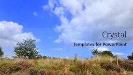  Presentation with blue sky - PPT theme consisting of heather-with-blue-sky background and a light blue colored foreground