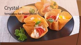  Presentation with food - Cool new presentation theme with heathy - finger food buffet food backdrop and a yellow colored foreground