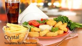  Presentation with nuggets - Colorful presentation enhanced with bad dirty dog holding a frame in his mouth -- isolated on black backdrop and a dark gray colored foreground