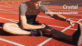  Presentation with exercise kids kid doing fitness - Cool new presentation theme with heathy sportsman doing stretching exercises backdrop and a tawny brown colored foreground