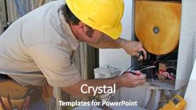  Presentation with air - Slide set featuring heating air - ac repairman background and a violet colored foreground