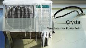  Presentation with conditioner - Presentation theme having heating air - conditioner covered with icicles background and a light gray colored foreground