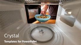  Presentation with food - PPT theme enhanced with heating-food-in-a-microwave background and a  colored foreground