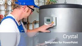  Presentation with boiler - Slide deck having heating pipes at the boiler background and a gray colored foreground