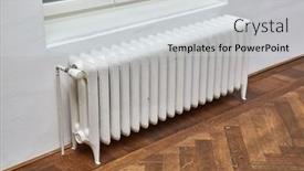  Presentation with space - Slide set featuring heating-radiator-in-an-indoor background and a light gray colored foreground