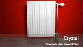  Presentation with building - Presentation theme enhanced with heating radiator on red wall background and a tawny brown colored foreground
