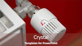  Presentation with heating and cooling - Amazing PPT layouts having heating radiator turning knob backdrop and a tawny brown colored foreground