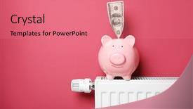  Presentation with emoney money traffic concept closeup - Cool new presentation theme with heating radiator with temperature regulator backdrop and a coral colored foreground