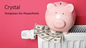  Presentation with temperature - PPT theme consisting of heating radiator with temperature regulator background and a coral colored foreground