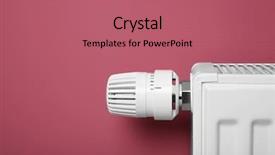  Presentation with temperature - PPT layouts featuring heating radiator with temperature regulator background and a coral colored foreground