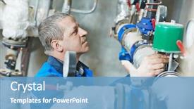  Presentation with system engineering - Colorful presentation design enhanced with heating system open the valve backdrop and a teal colored foreground