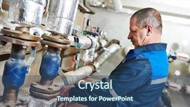  Presentation with fire system - Presentation theme having heating system open the valve background and a ocean colored foreground