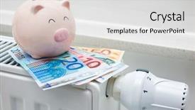  Presentation with bank - Cool new PPT layouts with heating thermostat with piggy bank backdrop and a light gray colored foreground